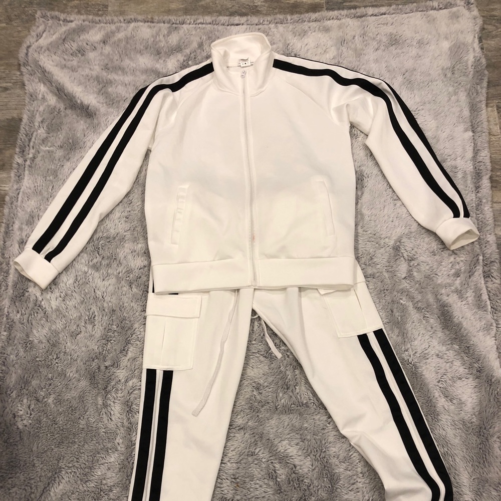 White with Black stripes Tracksuit